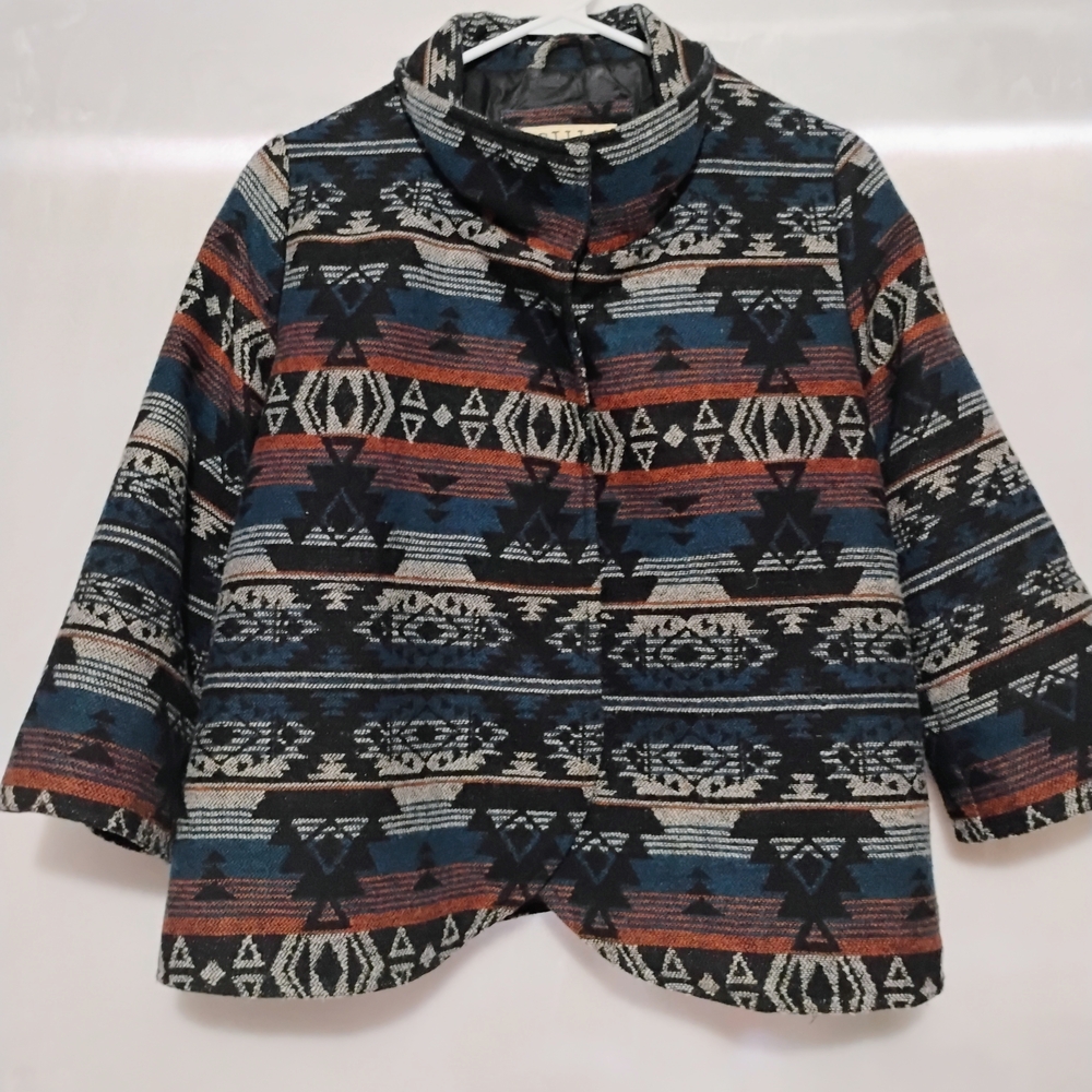 Billabong Multicolor South Western Aztec Wool Blend Jacket Womens Medium Coat F